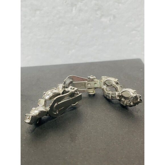 Vintage Crystal Shimmering Rhinestone Bling Sparkle Clip On Button Earrings - Picture 10 of 10